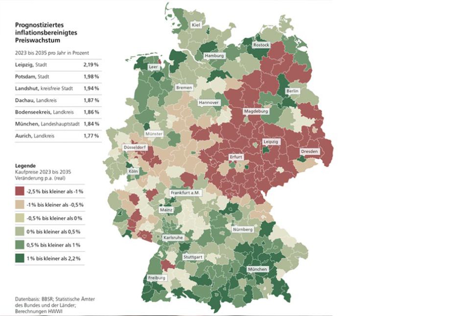 Bild zeigt Preisanstieg in Deutschlandkarte