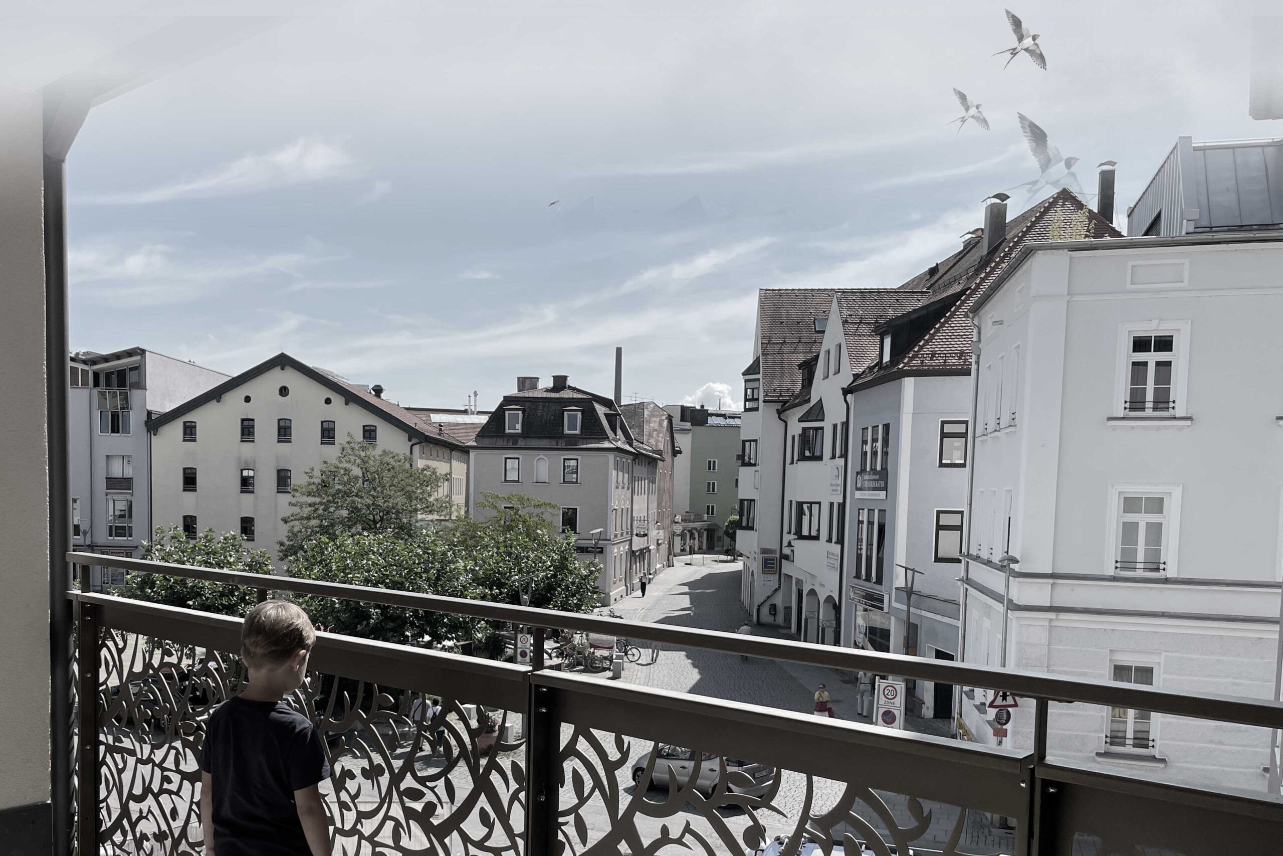 Bild zeigt Balkon mit Blick auf Salzstadel